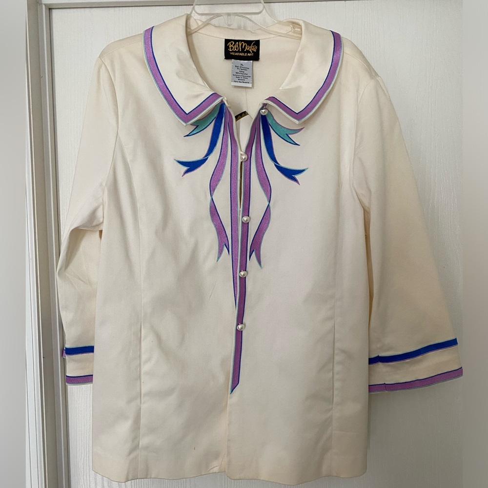 NWT Bob Mackie Wearable Art Ribbon Topcoat